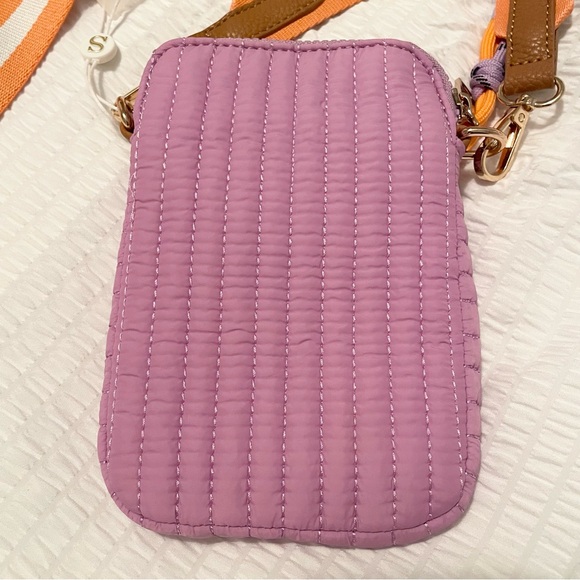 Shiraleah Ezra Quilted Nylon Phone Holder Lilac NWT - Picture 6 of 8